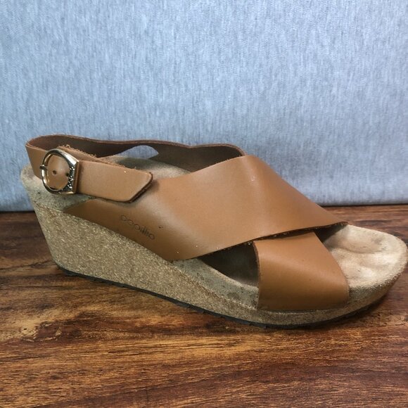 Papillio 40 US 9 Birkenstock Samira Ring Buckle Brown Wedge Sandals Slingback - Picture 7 of 10